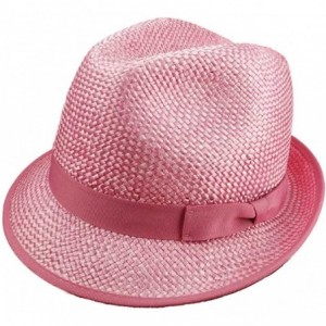 Fedoras Men's and Women's Fedora/Trilby Poly Straw Bucket Hats - Pink - CR1229Y8E45 $12.73