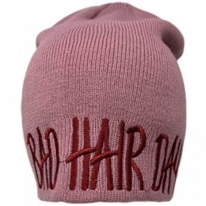 Skullies & Beanies Long Beanie with Bad Hair Day Embroidery - Purple - CH18M7S28DI $23.62