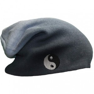 Skullies & Beanies Custom Slouchy Beanie Ying Yang B Embroidery Skull Cap Hats for Men & Women - Navy - CK18A58LHWK $33.89