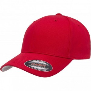 Baseball Caps Cotton Twill Fitted Cap - Red - CW19085H5CO $29.28