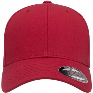 Baseball Caps Cotton Twill Fitted Cap - Red - CW19085H5CO $30.71