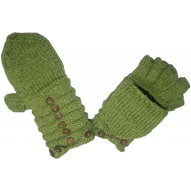 Skullies & Beanies Trendy Ribbed Wool Knit Warm Oversized Chunky Soft Fleece Lined Slouchy Beanie Mitten Hat - Folding Green ...