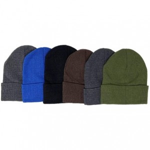 Skullies & Beanies Men's Women's Warm Soft Knit Stretchy Winter Beanie Cap Hat - 6-pack - Assorted - CH192IHKQTC $11.90