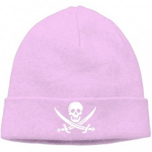 Skullies & Beanies Mens&Womens Pirate Flag Skull Outdoor Daily Beanie Hat Skull Cap Black - Pink - C3187R7IK0W $17.28