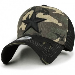 Baseball Caps Star Embroidery tri-Tone Trucker Hat Adjustable Cotton Baseball Cap - Black/Camo - CF18IGTEIC8 $49.60
