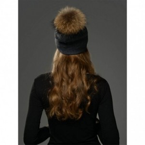 Skullies & Beanies Women Winter Kintted Beanie Hats with Real Fox Fur Pom Pom - Z-deep Grey - C918L8GZUZN $32.47