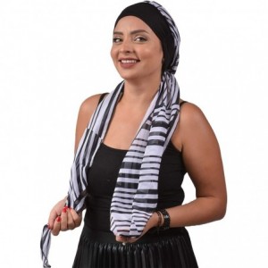 Headbands Turban Cancer Headwear Chemo Bamboo for Women Head Wrap Scarf Chemotherapy Hat - Black White Design - C118Z3GAETW $...