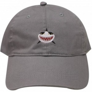 Baseball Caps Shark Face Cotton Baseball Dad Caps - Light Grey - CH17YEYDM4R $25.34