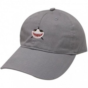 Baseball Caps Shark Face Cotton Baseball Dad Caps - Light Grey - CH17YEYDM4R $28.20