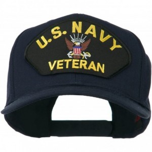Baseball Caps US Navy Veteran Military Patched High Profile Cap - Navy - CI11M6KDFPV $46.28