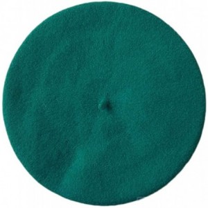 Berets Women's Solid Color Classic French Style Beret Beanie Hat - Jade Green - CO11Y7M5RGL $22.12
