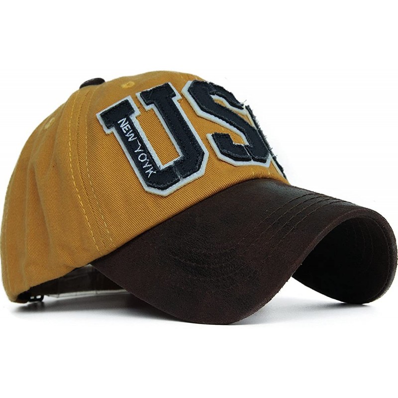Baseball Caps Unisex Vintage Trendy Baseball Cap Trucker Hat Hip Hop American USA Star FLAG - Yellow - CQ1227FYET5 $27.09