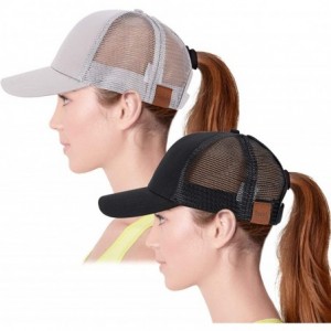 Baseball Caps High Ponytail Baseball Hats for Women-Sun Messy High Bun Hat Adjustable and Mesh Trucker Baseball Cap - CX18OWS...