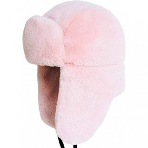 Skullies & Beanies Women Faux Fur Snow Trapper Hat with Ear Flap for Skiing Head - Pink - CF18K3EITOA $46.73