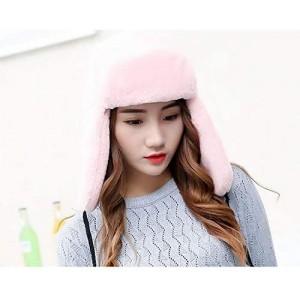 Skullies & Beanies Women Faux Fur Snow Trapper Hat with Ear Flap for Skiing Head - Pink - CF18K3EITOA $44.65