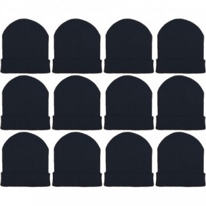 Skullies & Beanies 12 Pack Winter Beanie Hats for Men Women- Warm Cozy Knitted Cuffed Skull Cap- Wholesale - 12 Pack Black - ...