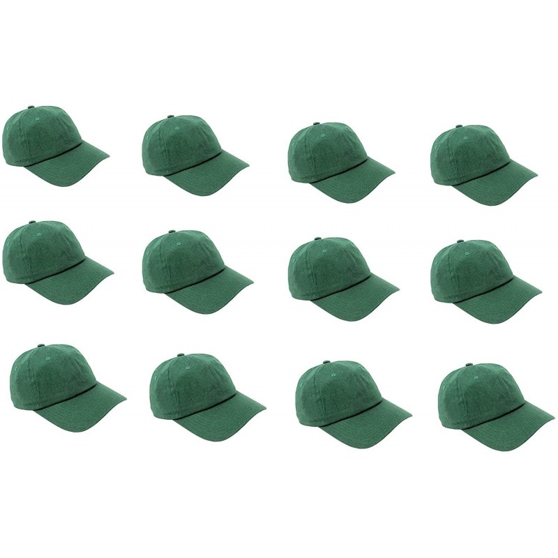 Baseball Caps Wholesale 12-Pack Baseball Cap Adjustable Size Plain Blank All Cotton Solid Color dad Hat - Dark Green - C8195S...