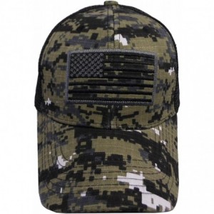 Baseball Caps US American Flag Patch Tactical Style Mesh Trucker Baseball Cap Hat - Black Camo - CA1832ONOZO $24.46