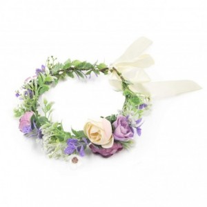 Headbands Flower Garland Crown Wreath Boho Floral Headband Halo Headpiece with Adjustable Ribbon for Wedding Party (13) - C41...
