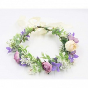 Headbands Flower Garland Crown Wreath Boho Floral Headband Halo Headpiece with Adjustable Ribbon for Wedding Party (13) - C41...