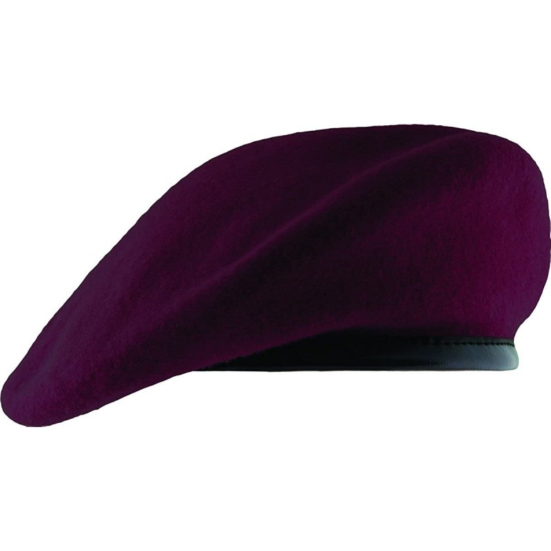 Berets Unlined Beret with Leather Sweatband - Maroon - CV11WV9TUFB $27.43