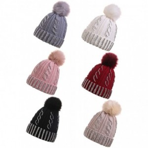 Skullies & Beanies Women Winter Knit Beanie-Hats- Pompom-Hats Warm Chunky-Elastic Shiny Ears for Women - Mz011-grey - CR18XOU...