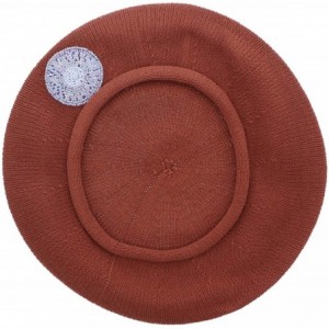 Berets Beaded Lavender Circle on Beret for Women 100% Cotton - Brown - CA188ERIGSI $44.20