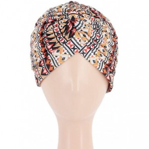 Skullies & Beanies Women Pleated Twist Turban African Printing India Chemo Cap Hairwrap Headwear - Geometric Triangle - CH18X...