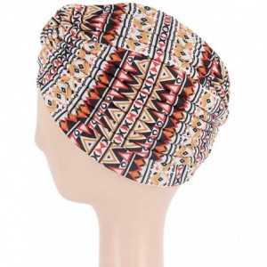 Skullies & Beanies Women Pleated Twist Turban African Printing India Chemo Cap Hairwrap Headwear - Geometric Triangle - CH18X...