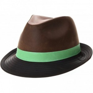 Fedoras Vintage Weathered Leather Indiana Jones Fedora Hat GN6746 - Brown - CW184HRA6XS $63.66