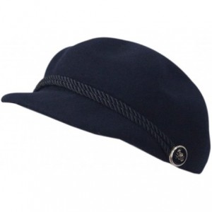 Berets Womens French Artist Painter Newsboy Flat Solid Cap with Short Brim - Navy - CF186Y0LM05 $19.51