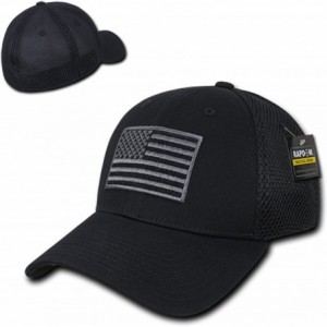 Baseball Caps Black USA US American Flag Tactical Operator Mesh Flex Baseball Fit Fitted Hat Cap - CK18GC769ZU $41.41