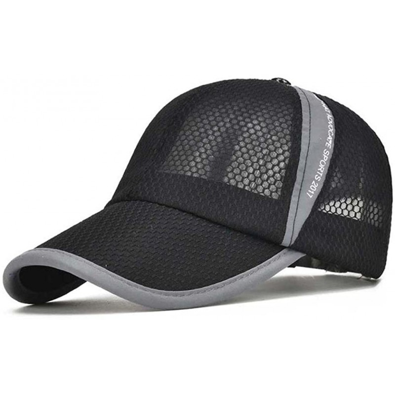 Sun Hats Unisex Summer Baseball Hat Sun Cap Lightweight Mesh Quick Dry Hats Adjustable Cap Cooling Sports Caps - Black - CO18...