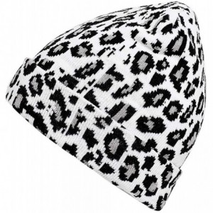 Fedoras Unisex Classic Knit Beanie Women Men Winter Leopard Hat Adult Soft & Cozy Cute Beanies Cap - White - C0192R6ECXR $8.57