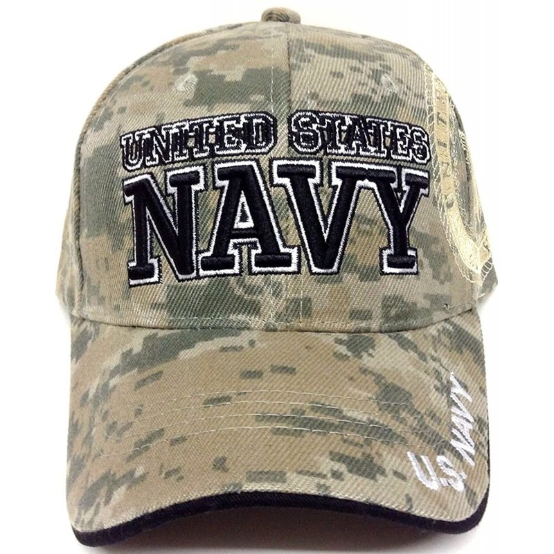 Baseball Caps United States Navy 3D Embroidered Adjustable Baseball Cap Hat - Green Camo - CB187ID43S4 $35.40