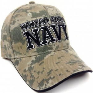 Baseball Caps United States Navy 3D Embroidered Adjustable Baseball Cap Hat - Green Camo - CB187ID43S4 $35.40