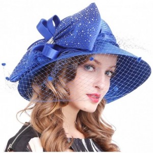 Sun Hats Women's Dressy Church Baptism Wedding Derby Hat - Mesh-blue - CD18C3MQYG6 $54.50
