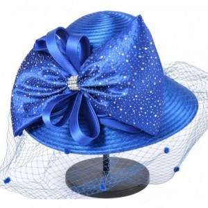 Sun Hats Women's Dressy Church Baptism Wedding Derby Hat - Mesh-blue - CD18C3MQYG6 $64.81