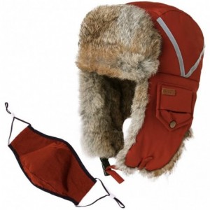 Bomber Hats 100% Rabbit Fur Winter Bomber Trapper Ushanka Russian Mask Hat Earflaps Hunting Waterproof Cap 55-61cm - CA18ADT8...
