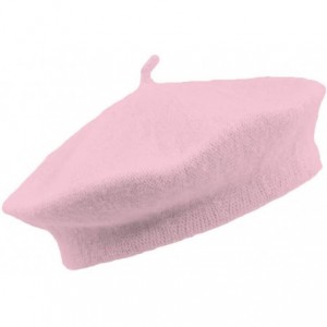 Berets 11" Pastel Pink Wool Blend French Artist Beret Cap - CP11QLG5K77 $20.52