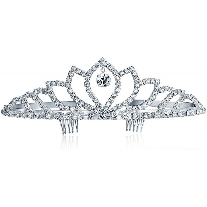 Headbands Crystal Crown Bridal Silver Plated - C3113AIXBMJ $26.81