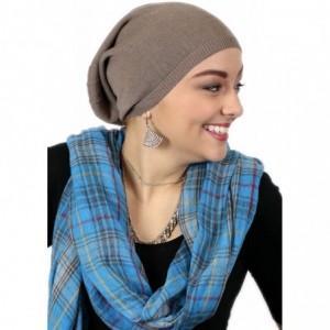 Skullies & Beanies Womens Hat Slouchy Beanie Chemo Headwear Ladies Knit Snood Cancer Cap Head Coverings Covi - Taupe - CZ18Z8...