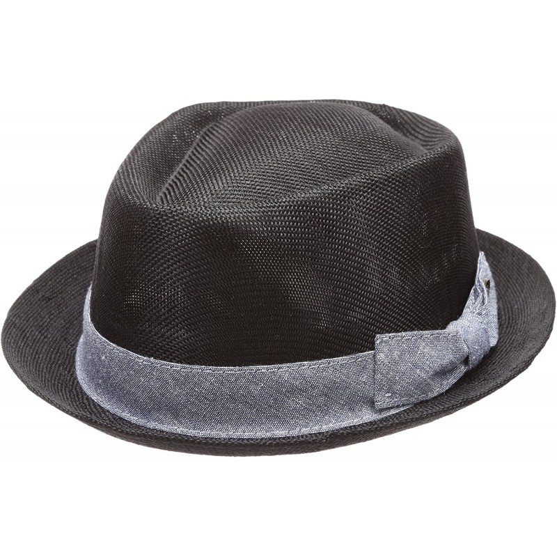 Fedoras Men Women Summer Trilby Short Brim Lightweight Linen Fedora Hat with Band. - Bow-black - CX18CSDAS92 $44.42