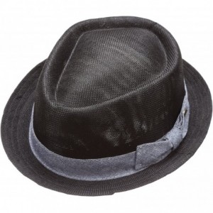 Fedoras Men Women Summer Trilby Short Brim Lightweight Linen Fedora Hat with Band. - Bow-black - CX18CSDAS92 $44.42
