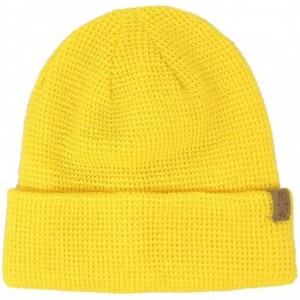 Skullies & Beanies Men's Winter Classic Soft Waffle Knit Stretchy Warm Beanie Skull Hat Cap - Yellow - C218YSY5UI4 $19.81