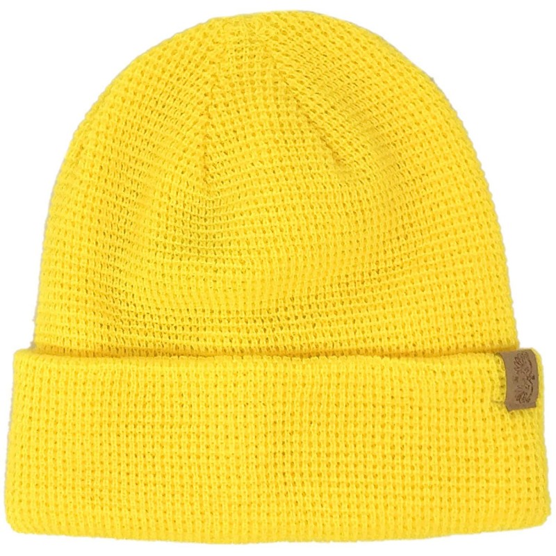Skullies & Beanies Men's Winter Classic Soft Waffle Knit Stretchy Warm Beanie Skull Hat Cap - Yellow - C218YSY5UI4 $22.57