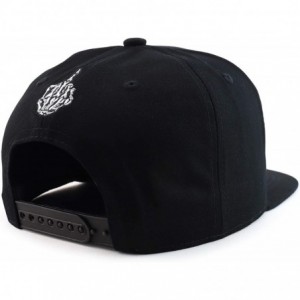 Baseball Caps Skeleton Middle Finger Embroidered Flatbill Snapback Cap - High Frequency Black - CK194X7M7QC $29.96