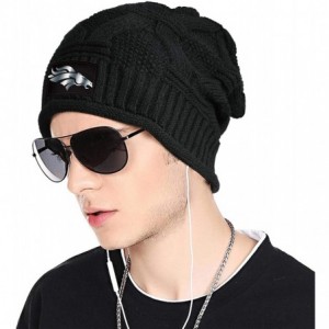 Skullies & Beanies Trendy Winter Warm Beanies Hat for Mens Women's Slouchy Soft Knit Beanie Cool Knitting Caps - Black-4 - CS...