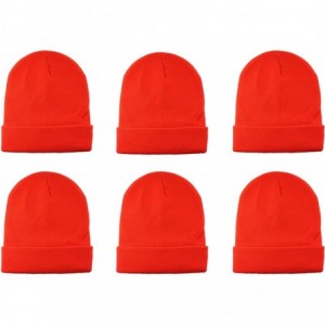Skullies & Beanies Unisex Knitted Winter Beanie Hat 6 Pcs - Orange - CW18K6R7Z3A $33.57