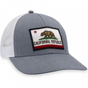 Baseball Caps California Flag Hat - California Republic Trucker Hat Baseball Cap Snapback Hat - Grey/White - CG19603DHDX $33.72